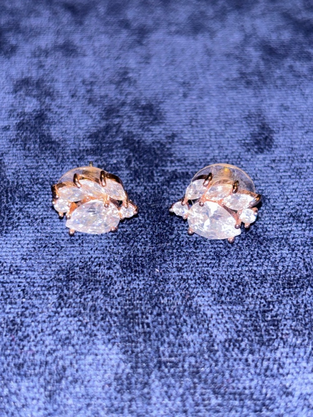 Rose Gold Crystal Leaf Stud Earrings - Elegant Women Jewelry